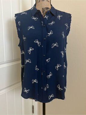 Minnie Mouse x Lauren Conrad Kohl’s Blue & White Bow Button Tank Blouse